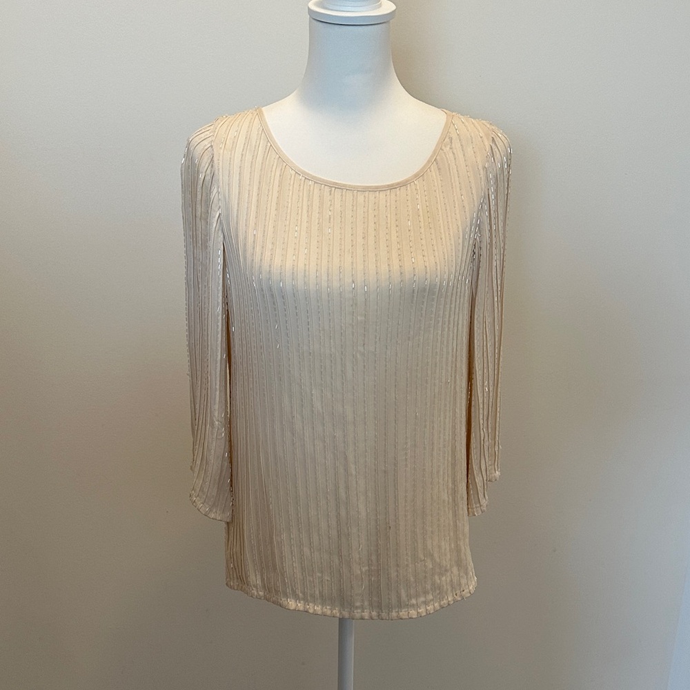 Alice + Olivia Beaded Cream Blouse